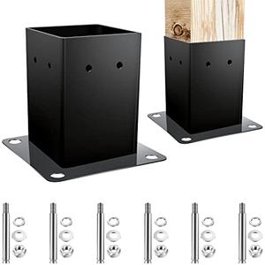 Post Base Bolt Down Steel Brackets 1pk Heavy Duty Wood Fence Post Anchor for Pavilion Mailbox Deck Support, with 4PCS Expansion