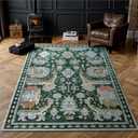 8x10ft Machine Washable Area Rug, 120 * 96" Large Ultra Soft Rugs with Non-Slip Backing & Durable Edge Binding, Vintage Fluffy Indoor Low-Pile Carpet for Living Room, Bedroom, Dinning, Kitchen