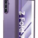 Vizvera for Samsung Galaxy Z Fold 7 Case Matte Slim[Screen Protector][Hinge Protection] Translucent Shockproof Protective Phone Case for Galaxy Z Fold 7 2025 (Purple)