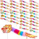 Chinese New Year Paper Dragon Decorations 3D DIY Lunar New Years Crafts for Paper Dragon Puppet Pick Garland Handheld for Spring Festival Party Supplies, 6 Styles(72 Pack)