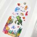 Kids Bath Mat for Tub,Extra Comfortable Non Slip Large Bathtub Mat for Baby Toddler,Massage Shower Mat with Suction Cups Drain Holes,Turtle 16"x40"