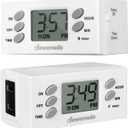 DEWENWILS 24 Hour Outlet Timer, 125V 15A 1000W Timers for Electrical Outlets, 1 Polarized Outlet, Digital Light Timer for Indoor Lamp, Fan, Aquarium, 1/2 HP, 2 Pack,White, UL Listed