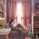 PONY DANCE Pink Blackout Curtains for Nursery, Double Layer Bow Curtains with Ruffle Sheer Overlay for Girls Bedroom, Cute Shabby Chic Kids Toddler Room Decor Drapes Coquette Style, 52x84 inch, 2 PCs
