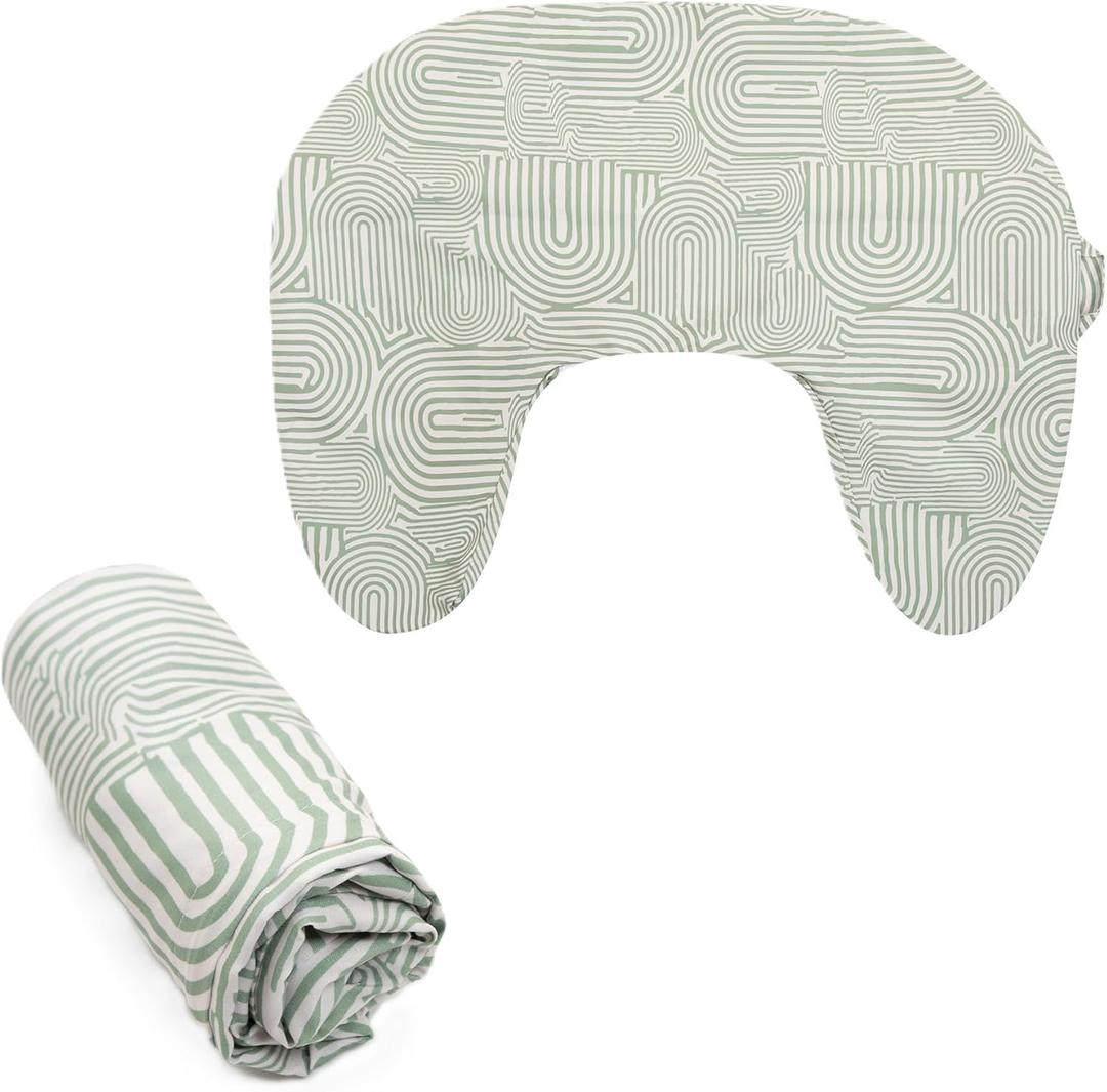 Boppy Nursing Pillow Cover, Sage Green Retro Arches, Single Cover, Easy-On Slipcover with Extra Soft 100% Polyester Microfiber Fabric for The Redesigned Boppy Nursing Pillow