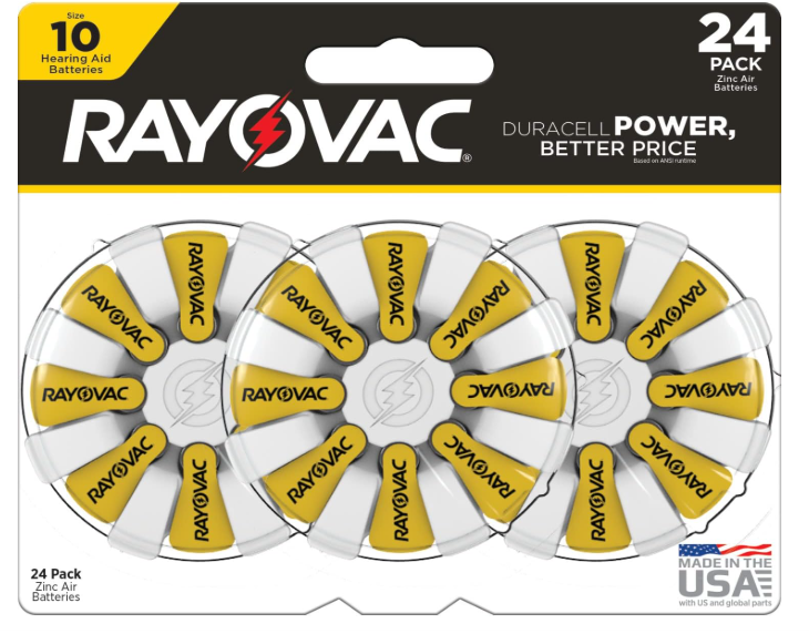 RAYOVAC 10CR-24 HEARING AID BATTERY 24PK