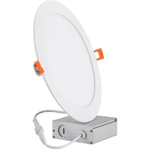 8 Inch LED Recessed Light with Junction Box, 1Pack Ultra Thin LED Recessed Lighting.6000K Daylight, No Dimmable,18W 8" Recessed Ceiling Canless Wafer Downlight.Slim Can-Killer Lights,CRI80+