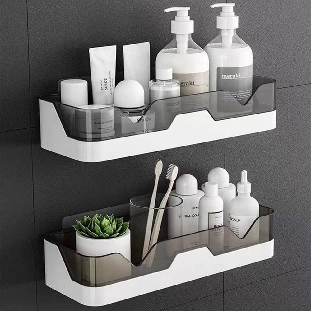 MRPAPA Shower Caddy Wall Mounted, 2 Pack Bathroom Organizer Shelves with Extra Adhesive Pad, No Drilling Bathroom Accesseries Holder Corner Shower Organiser Shelf No Drilling Kitchen Spice Rack (2pack-grey)