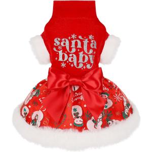 Dog Christmas DressDog Christmas Outfit Sweater,Fleece Dogs Fall Winter Dress Sweater Male FemaleSmall (Red)