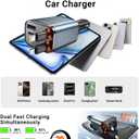 Coolpow Retractable Car Charger Adapter4 in 1 Fast ChargingRetractable Car Charger USB C Car Phone Charger USB C Cigarette Lighter Charger Adapter Car Charging Block Cube for iPhone 17 Pro Max 16 15 (Gray)