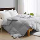 APSMILE Queen Size Feather Down Fiber Comforter - Ultra Soft All Seasons Cotton Duvet Insert Medium Warm Quilted Bed Comforter with Corner Tabs (90x90, Cloud Grey)