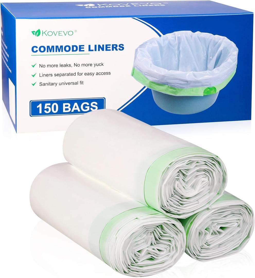 150 Pcs Bedside Commode Liners for Potty Chair Liners Disposable Adult, Commode Bags, Portable Toilet Liners Fits All Standard Adult Commode Chairs Toilet Potty Bedpan in Medical Care