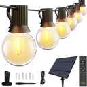 Ollny 60FT Solar Lights Outdoor, Waterproof Remote Control Dimmable Timers 3Modes String Light with 25 LED + 2 Spare Shatterproof Bulb, G40 Patio Lights for Outside Garden Yard Fence Porch