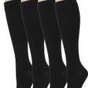 Dr. Motion 4 Pairs Graduated Compression Kneehi Women's Socks (Black)