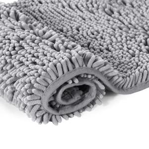 Soft Chenille Bath Mat, Plush Shaggy Bath Carpet, Non-Slip Entryway Carpet, Dry Wet Separation Bath Rugs, Thick Bath Mat for Bathroom, Shower, and Tub (Grey,20in*32in)