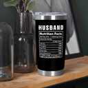 Christmas Husband Gifts from Wife - Nutrition Facts 20 oz Stainless Steel Insulated Coffee Tumbler with Lid - Anniversary Birthday Gifts for Husband, Men Gift Ideas, Cool Stuff for Men