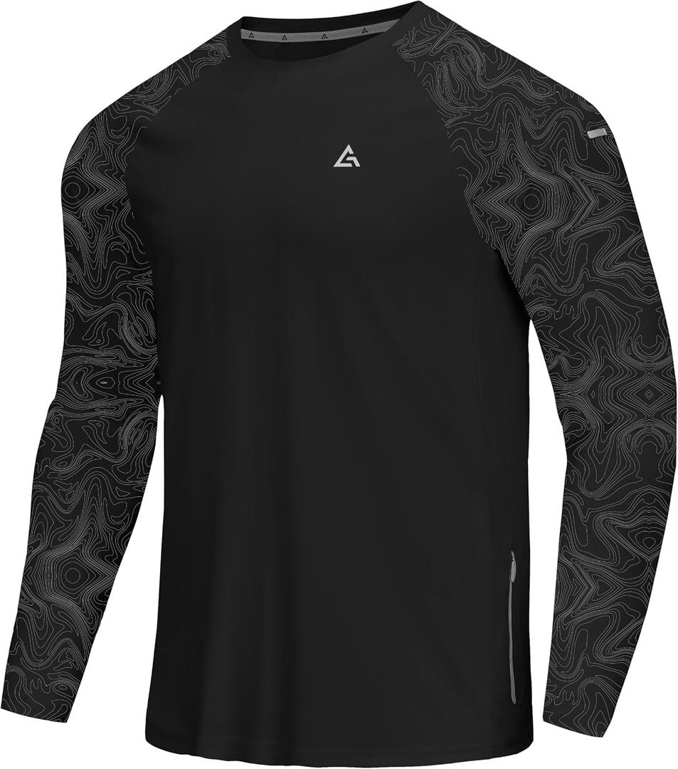 Men's Swim Shirts Rash Guard UPF 50+ Long & Short Sleeve UV Sun Protection Summer Shirts Fishing Hiking T-Shirt (X-Large, Black Camo)