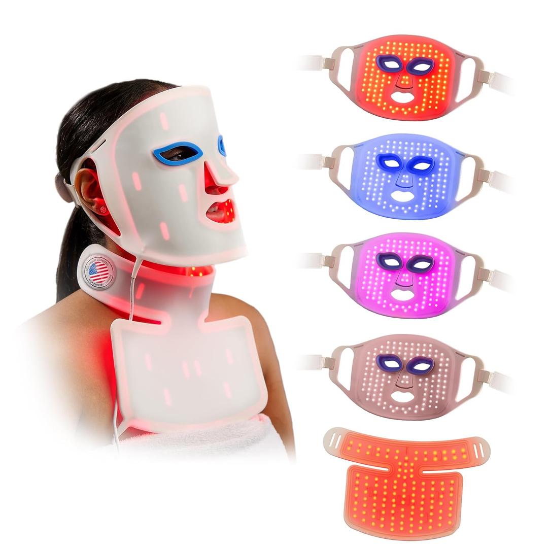 LifePro Red Light Therapy Mask Revitaglow Infrared Red Light Therapy For Face and Neck - Triple Chip LED Mask with 3 to 5 Modes upto 5000mAh Battery & Auto-Timer - Daily Skin Wellness and Comfort
