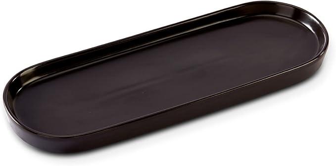 Ceramic Sink Tray Bathroom Kitchen Black (12"L x 4.3"W x 0.8"H)