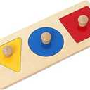 Adena Montessori Colorful Multiple Shape Puzzles Toys for 6-12 Months 1 Year Old Toddler Babies First Shapes Geometric Jumbo Knob Wooden Puzzle Color Sorter (3 Pieces)