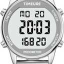 Women's Step Counter Pedometer Watch with Stainless Steel Bracelet, Stylish Design, No App, No Charging Needed for Step, Calorie, Distance, Alarm, Countdown TimerTU-2401