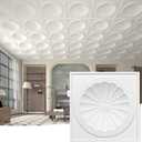 Art3dwallpanels Ceiling Tiles 12 Pack Drop Ceiling Tiles, 24 x 24 Inch High Grade PVC 3D Wall Panels for Interior Wall Decor, Fire Rated, Waterproof, Light Weight, Prevent Breakage, White