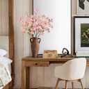 DILATATA Artificial Cherry Blossom Flowers 5 Pcs Silk Cherry Blossom Stems 27.5 Inch Long Stems Faux Silk Peach Flowers for Tall Vase Spring Decor Wedding Party Home Table Arrangement - Pink