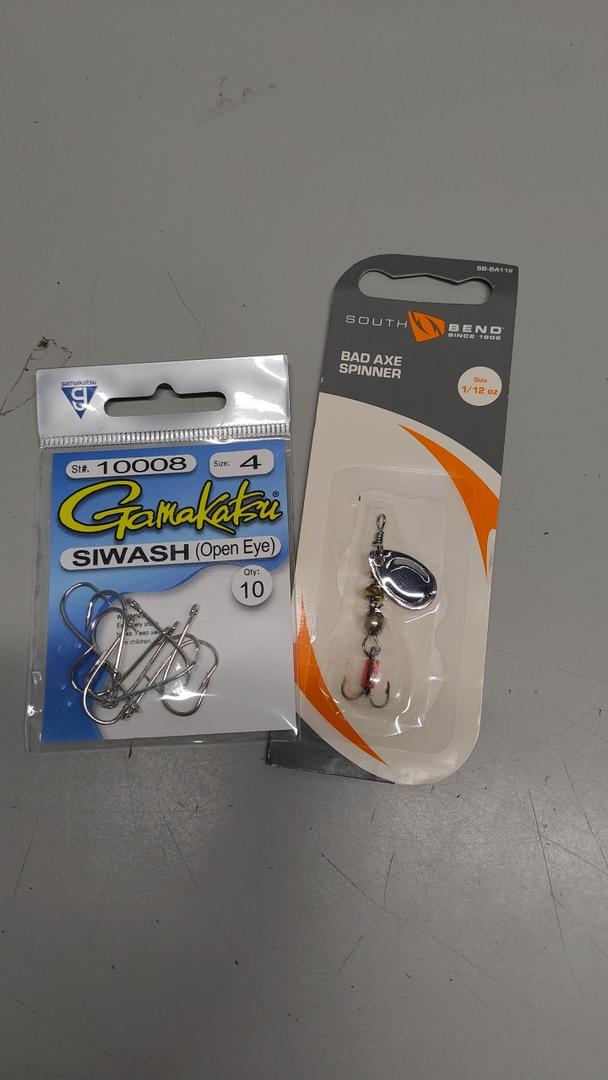 South Bend Bad Axe Spinners | Strong Brass Body Fishing Lure with Siwash (Open Eye) 10 Pcs