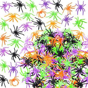 MGparty 400pcs Multicolor Spider Rings Halloween Party Supplies, Plastic Spider Rings Bulk for Kids Halloween Party Decorations