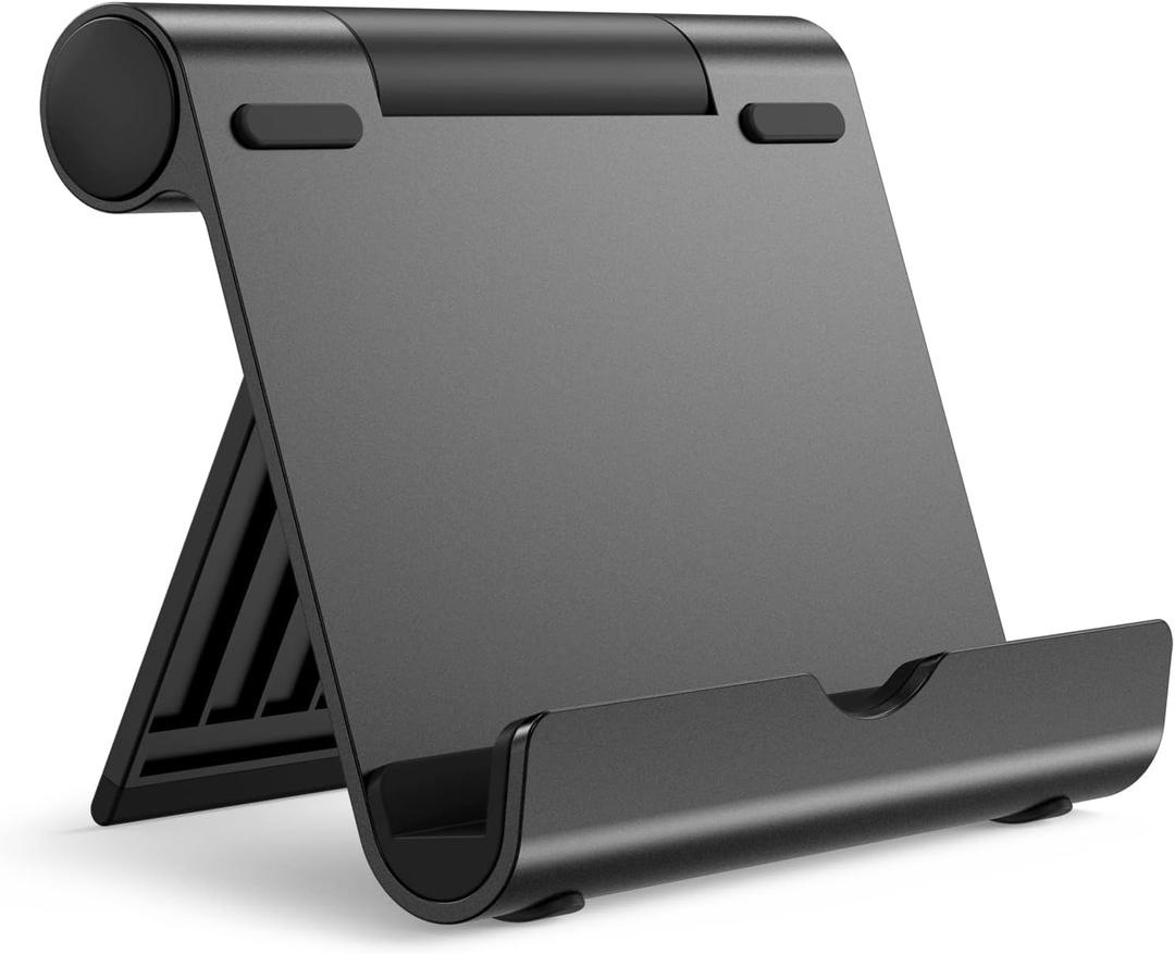 JETech Tablet Stand, Adjustable Portable Desktop Holder, Foldable Dock for iPad/iPad Pro/Air/Mini, Galaxy Tab A8/A7 Lite/A7/S8/S7, Kindle, Tab/Phones(4-11"), Black