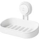 LEVERLOC Soap Dish Holder for Shower Suction Cup Wall Mounted Self Draining NO-Drilling Removable Bar Soap Sponge Holder for Bathroom Bathtub Kitchen Sink Waterproof Strong Vacuum Suction Adhesion