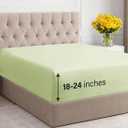 Extra Deep Queen Fitted Sheet - Hotel Luxury Single Fitted Sheet Only - Easily Fits 18 inch to 24 inch Mattress - Ultra Soft, Wrinkle Free w/Extra Deep Pockets - Breathable & Comfy - Light Sage Green