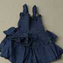 Newborn Baby Girls Denim Romper Skirt Straps Sleeveless Ruched Cake Smash Layered Dress Clothing
80