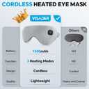 Heated Eye Mask for Dry Eyes Relief, Cordless Eye Mask with 3 Heat Settings, Washable Eye Cover, Warm Heating Pad for Stye Eye Treatment & Travel Use (Gray)