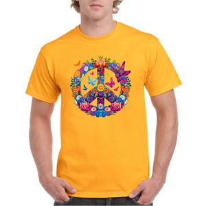 Peace Love 60's 70's groovy Costume Colorful Flowers T-Shirt, 2XL