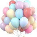 PartyWoo Pastel Balloons 50pcs 12 Inch Pastel Rainbow Latex Balloons for Baby Shower Gender Reveal Engagement Bachelorette Easter Bridal Shower Anniversary Retirement Birthday Party Decorations