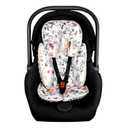 2 in 1 Infant Car Seat Insert, Car Seat Head Support Baby Girls Boys, Soft Newborn Carseat Insert Cushion, Perfect for Carseats, Strollers, Swings (Gray Animals)