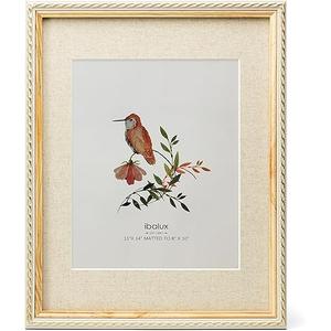 Wontree 11x14 Nature Picture Frame, GoldToned Rope Edging, Pine Wood with Real Glass, Display 11x14 Photos Matted to 8x10, Vertical and Horizontal Desk Tabletop or Wall Hanging