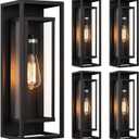 4 Pack 18inch Outdoor Wall Light Fixtures,Exterior Waterproof Lanterns,Porch Sconces Wall Mounted Lighting with E26 Sockets & Glass Shades,Modern Matte Black Wall Lamps for Patio Front Door Entryway