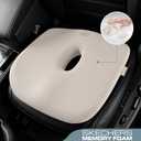 Skechers Seat Cushion Memory Foam,Donut Pillow Office Chair Cushion for Tailbone Pain Relief,Butt Pillow for Office Chair,Car seat Cushion,Long Sitting Office Workers,and Car Drivers,Beige