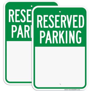 Blank Reserved Parking Sign, 2-Pack 12" X 18" Heavy-Gauge Reflective Aluminum Reserved Parking Signs, Write-On Sign, Weather Resistant, Waterproof