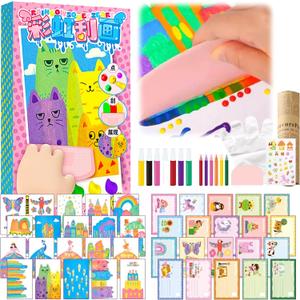 Upgrade Rainbow Magic Scratch Art Set Include 20 Premium Scratch Paper Sheets with 7-Color Tools Stickers, Create Floating Masterpieces & Postcards Creative Gifts for Birthday Valentines Day New Year