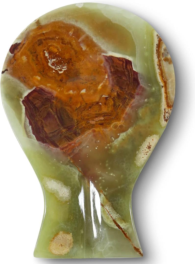 Luxury Handmade Multi Green Calcite Crystal Spoon Rest for Kitchen Counter, Best Spatula Holder for Kitchen Accessories & Housewarming Gifts