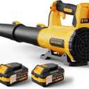 Leaf Blower Cordless with 2 5.0Ah Batteries and Charger, 21V Electric, Lightweight Battery Powered Blowers for Lawn Care, Yard, Patio Cleaning, Blowing Leaves & Dust, Yellow