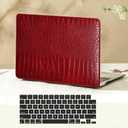 Case for MacBook Air 13 inch 2021 2020 2019 2018 Release M1 A2337 A2179 A1932, Crocodile Print Alligator Skin PU Leather Hard Shell Case & Keyboard Cover for MacBook Air 13 inch, Red
