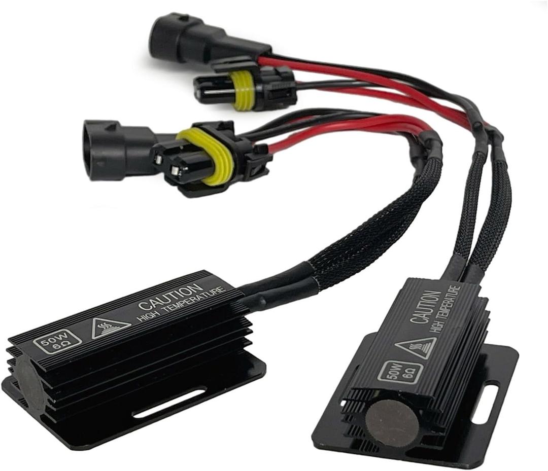 9005 9006 9145 LED Load Resistor Adapter 50W 6Ohm Upgraded Canbus Decoder Fix Headlights Fog Light DRL Error Code Anti-Flicker Wiring Relay Harness