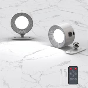 Deyagoo 2PACK Romote LED Wall Sconce - Rechargeable Wall Light, 3 Colors & 3 Brightness Levels, 360? Magnetic Rotating Head, Bedside Reading Lamp, Easy Install Battery Operated Lamp White