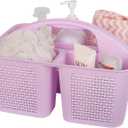 UUJOLY Plastic Portable Shower Caddy Basket Bucket, Cleaning Shower Basket with Handle Compartments Storage Basket Organizer for Bathroom Kitchen College Dorm Sink, Light Purple