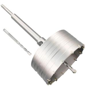 5" Concrete Hole Saw, 125mm Tungsten Steel Core Bit for Cinder Block, Brick, Rock, Plank Walls for Pipes or mini Split Lines, with SDS Plus Shank and 2 Center Positioning Drill Bits.