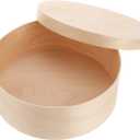 Cabilock Round Cheesecake Box 5.51 Inch Wooden Cake Container with Lid Natural Food Storage Case for Bakery Dessert Presentation and Packaging