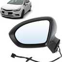Motoforti 5Pin Left Driver Side Mirror Replacement for Chevy Cruze 2016 2017 2018 2019 Sedan/Hatchback Power Door Mirror Assembly Heated Glass Manual Fold Gloss Black Replace# GM1320542
